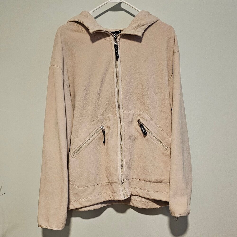 Women’s Coaco New York Light Tan Fleece Hoodie Full Zipper Front, Large